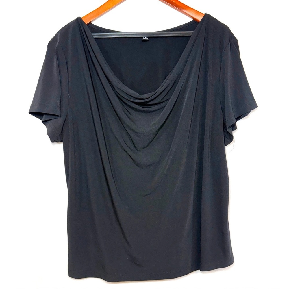 Elegant Black Drape Neck Top